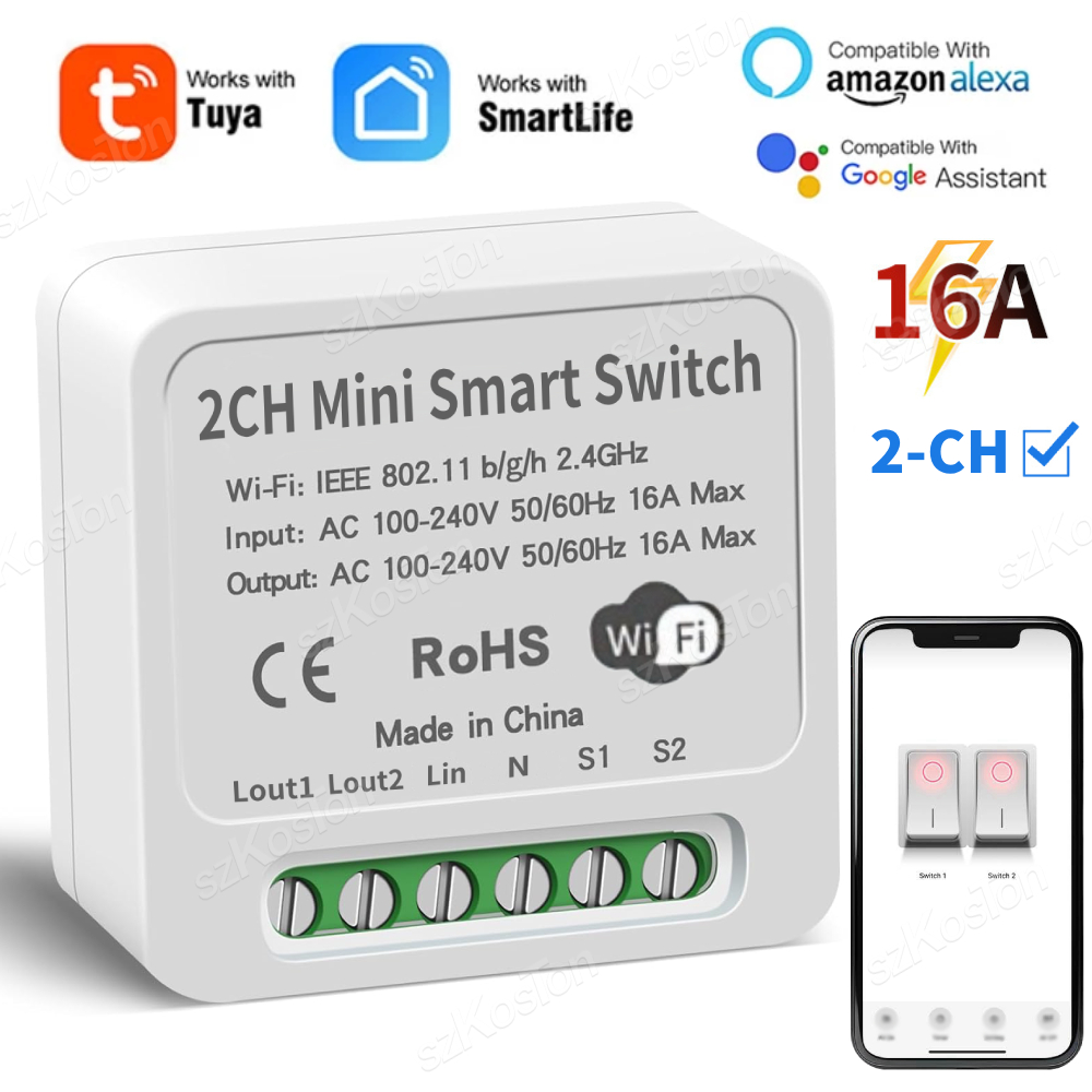 Smart Home Google Assistant - 16A Tuya WiFi Smart Switch Module