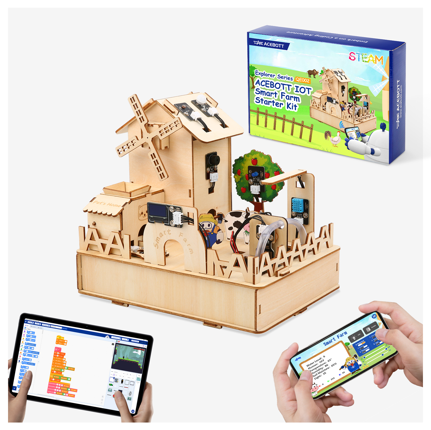 Smart Home Kit For Arduino - ACEBOTT ESP32 IOT Projects Wooden House
