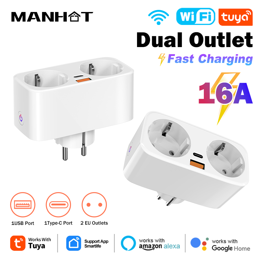 Smart Home Google Assistant - Tuya 16A WiFi Smart EU Plug