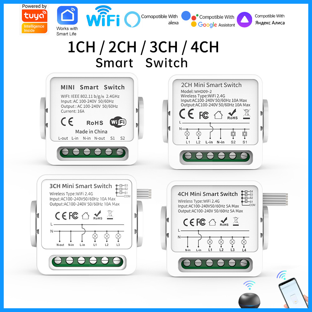 Tuya WiFi Smart Switch 1/2/3/4 - Smart Home Google Assistant avaliação e preço