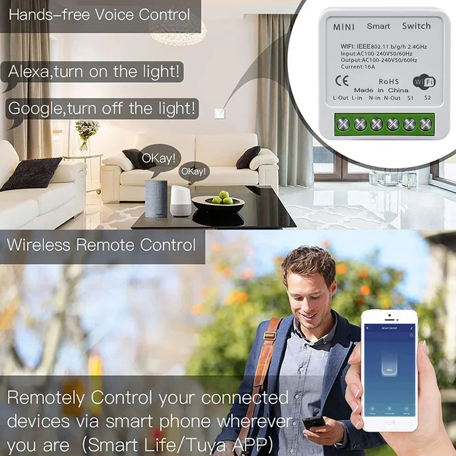 Tuya WiFi Smart Switch Module  - Smart Home Google Assistant avaliação e preço