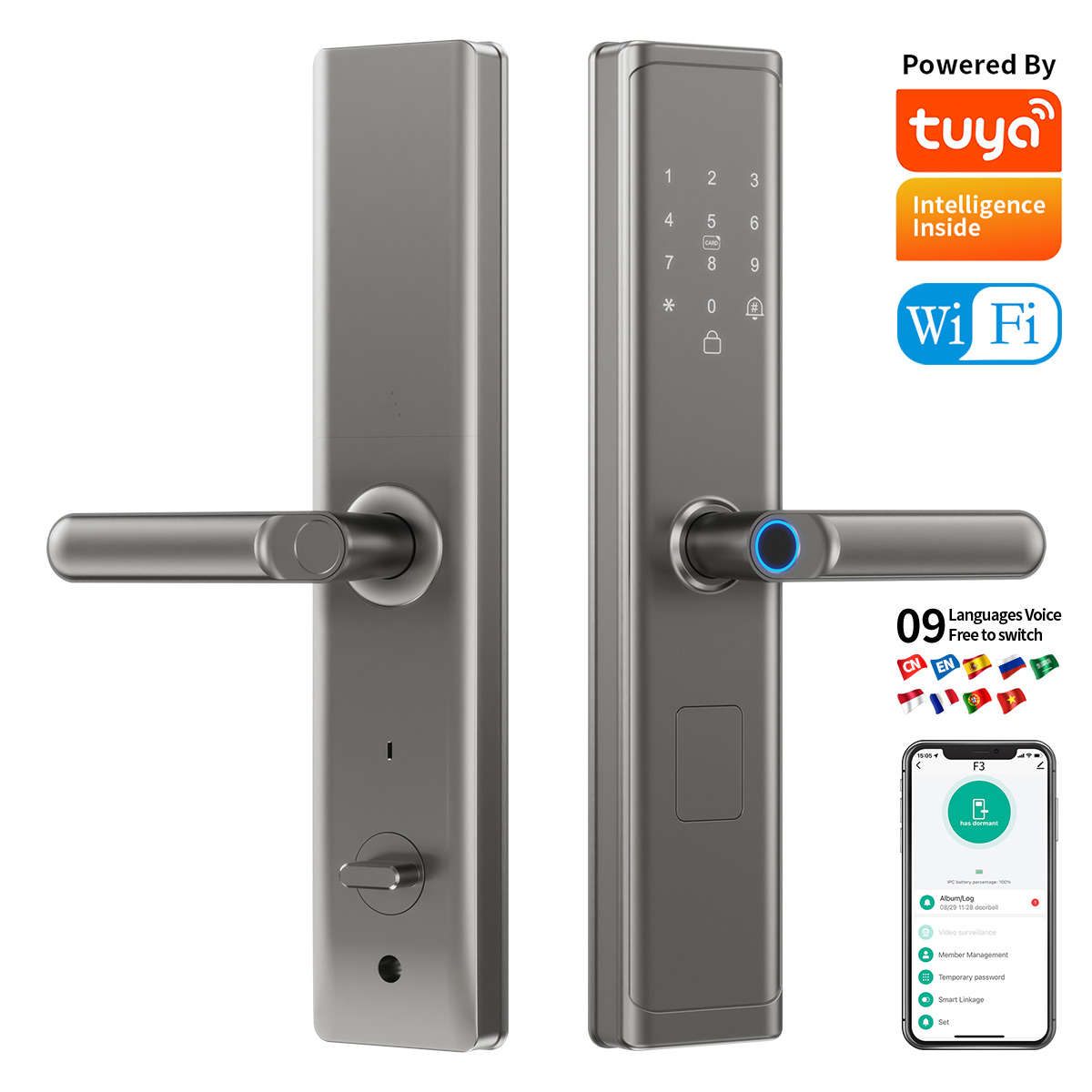 Tuya Wifi TTlock App Fingerpri - Smart Home Door Lock avaliação e preço