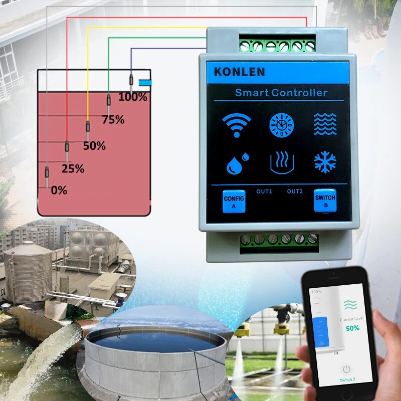 KONLEN Tuya Water Level Sensor - Wifi Water Sensor avaliação e preço